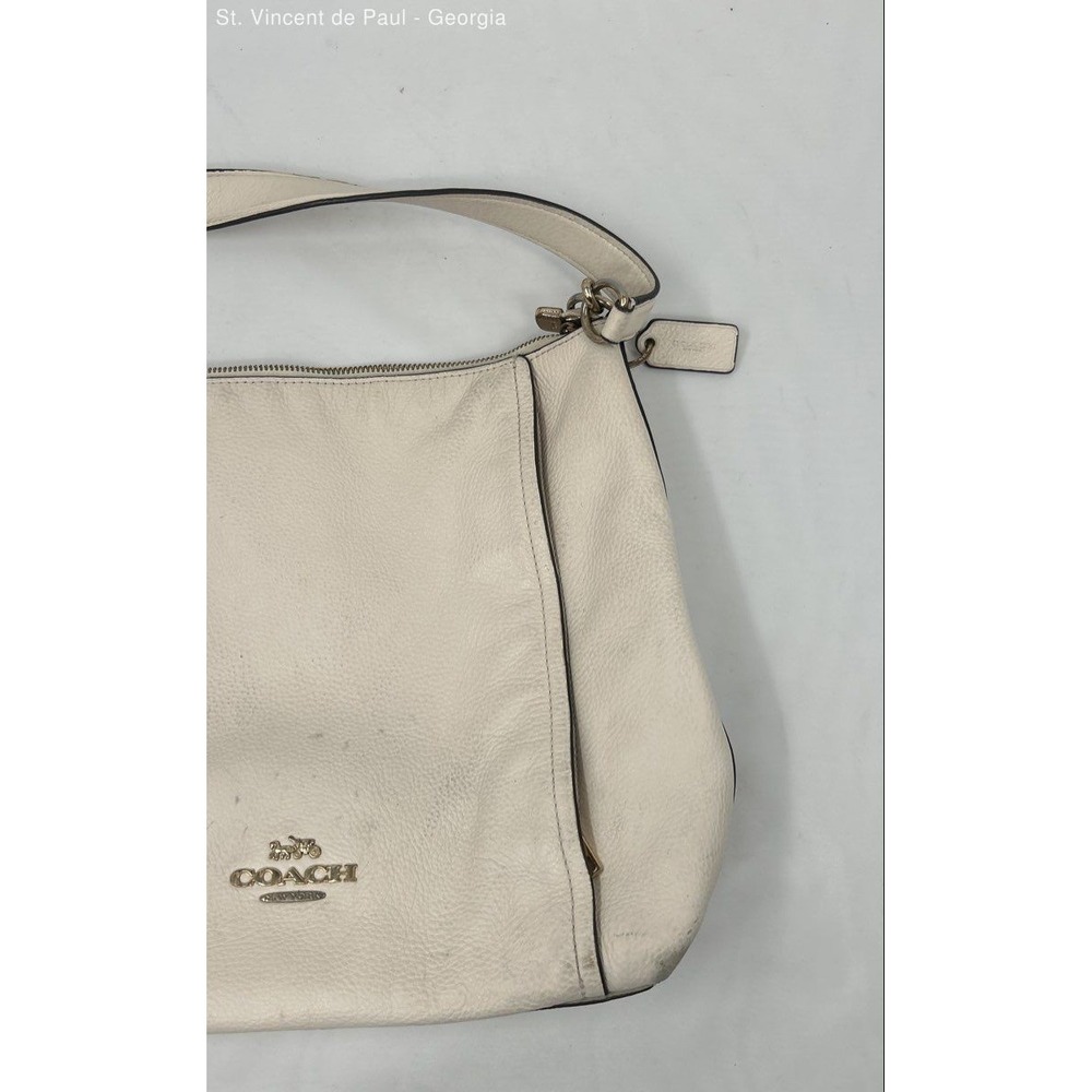 COACH Marlon Hobo Bag Purse Refined Pebble Leather Chalk White W/ Gold Hardware - Picture 2 of 12